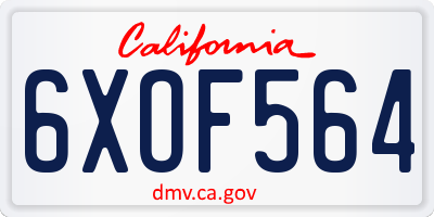 CA license plate 6XOF564
