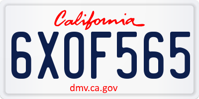 CA license plate 6XOF565