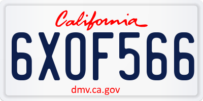 CA license plate 6XOF566