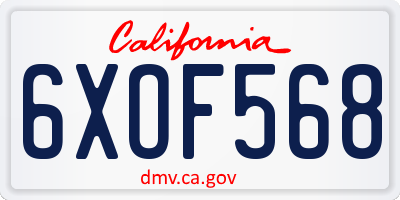 CA license plate 6XOF568