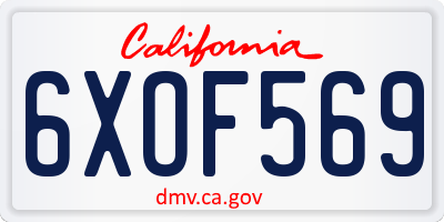 CA license plate 6XOF569