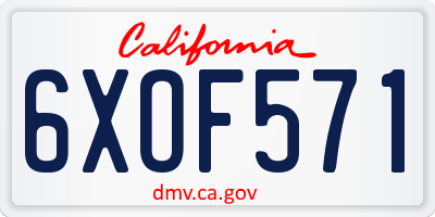 CA license plate 6XOF571