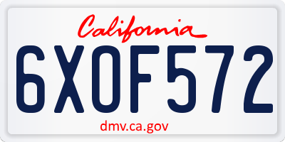 CA license plate 6XOF572