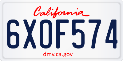 CA license plate 6XOF574