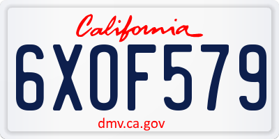 CA license plate 6XOF579