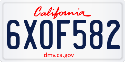 CA license plate 6XOF582