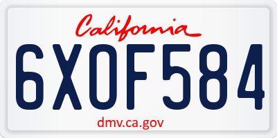 CA license plate 6XOF584