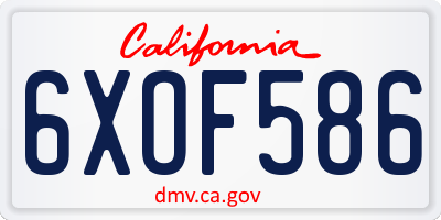 CA license plate 6XOF586