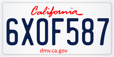 CA license plate 6XOF587