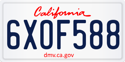 CA license plate 6XOF588