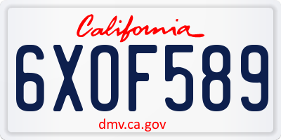 CA license plate 6XOF589