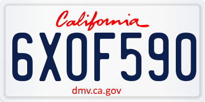 CA license plate 6XOF590