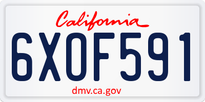CA license plate 6XOF591