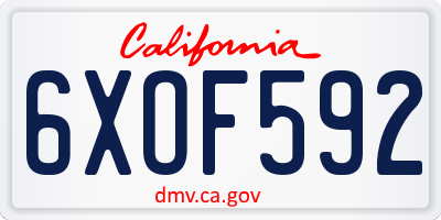 CA license plate 6XOF592