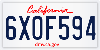 CA license plate 6XOF594