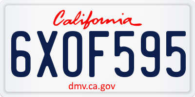 CA license plate 6XOF595