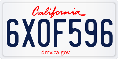 CA license plate 6XOF596