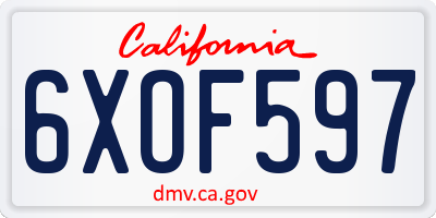 CA license plate 6XOF597