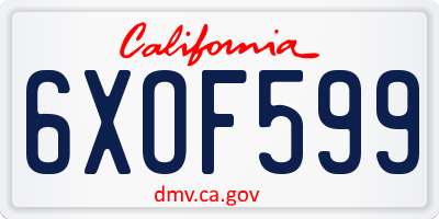 CA license plate 6XOF599