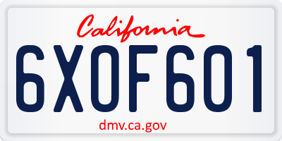 CA license plate 6XOF601