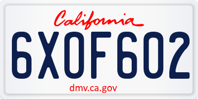 CA license plate 6XOF602