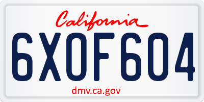 CA license plate 6XOF604