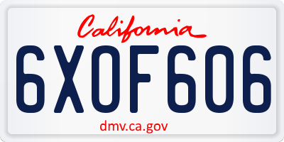 CA license plate 6XOF606