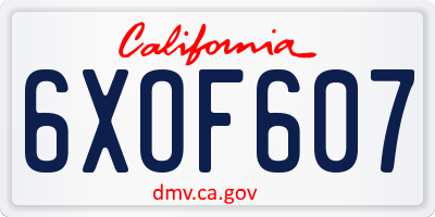 CA license plate 6XOF607
