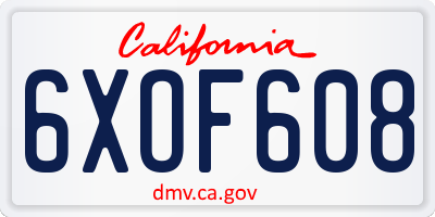 CA license plate 6XOF608