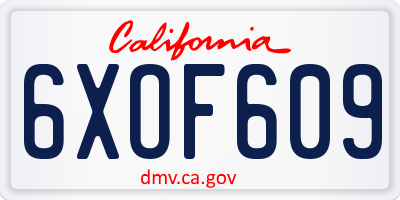 CA license plate 6XOF609