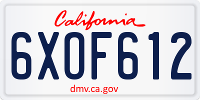 CA license plate 6XOF612