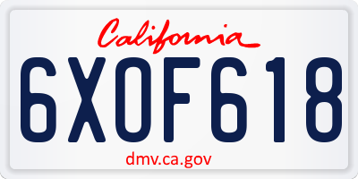 CA license plate 6XOF618