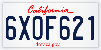 CA license plate 6XOF621