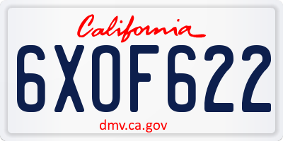 CA license plate 6XOF622