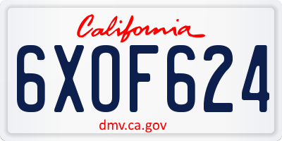CA license plate 6XOF624