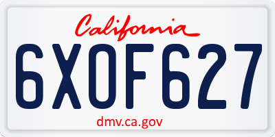 CA license plate 6XOF627