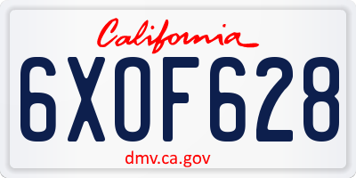 CA license plate 6XOF628