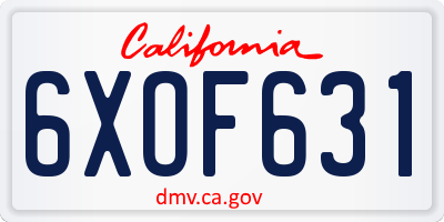 CA license plate 6XOF631