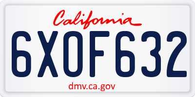 CA license plate 6XOF632