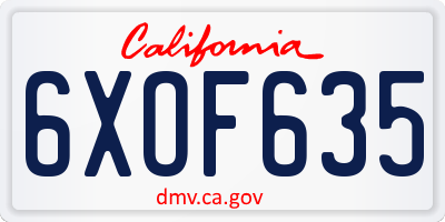 CA license plate 6XOF635