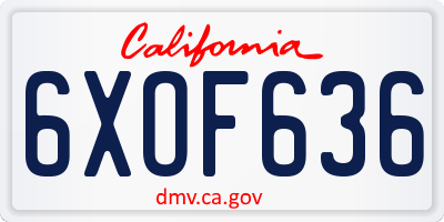 CA license plate 6XOF636