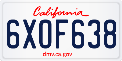 CA license plate 6XOF638