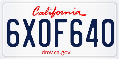 CA license plate 6XOF640
