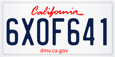 CA license plate 6XOF641