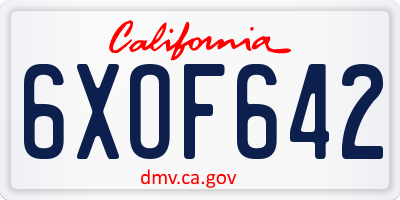 CA license plate 6XOF642