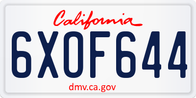 CA license plate 6XOF644