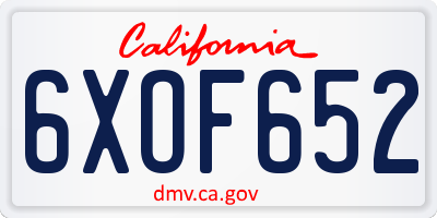 CA license plate 6XOF652