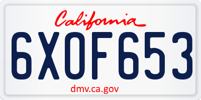 CA license plate 6XOF653