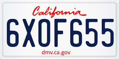 CA license plate 6XOF655