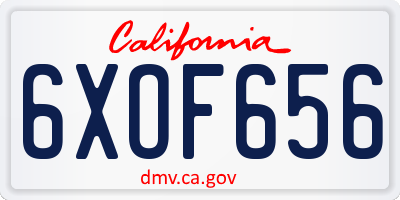CA license plate 6XOF656